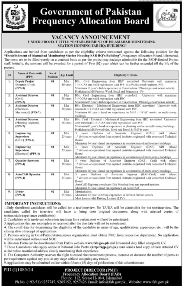 The Latest Jobs Announcement At Frequency Allocation Board