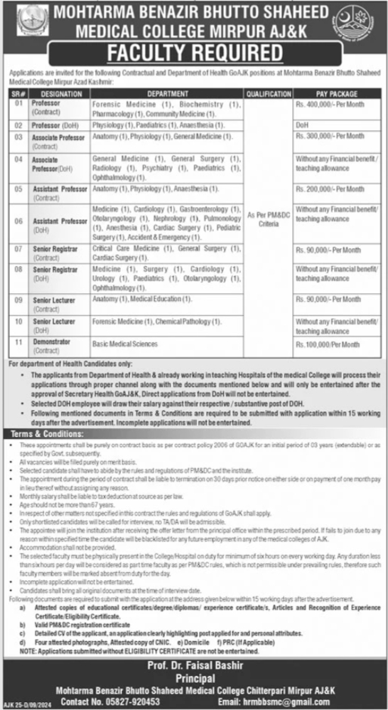 Latest Mohtarma Benazir Bhutto Shaheed Medical College Jobs 2024