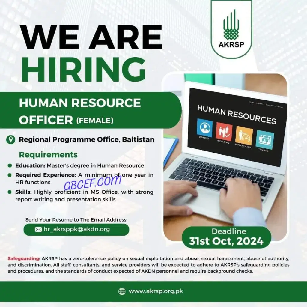 AKRSP Human Resource Officer HR Jobs in Gilgit Baltistan 2024