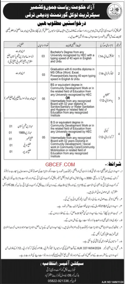 Latest Local Government and Rural Development Department Jobs 2024