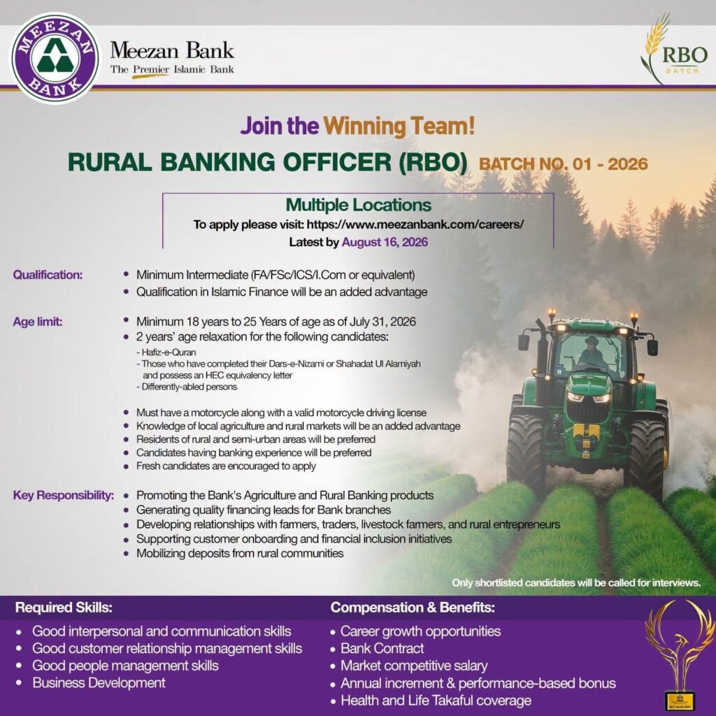 Meezan Bank RBO Jobs 2026: Apply Online for RBO Batch 01