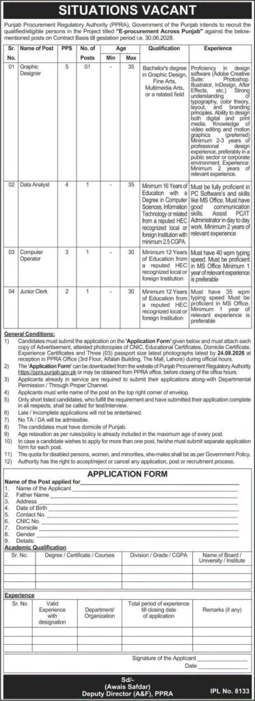 PPRA Punjab Jobs 2026: Apply for E-Procurement Project Vacancies
