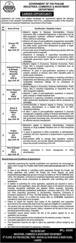 ITU Punjab Jobs 2026: Eligibility Criteria, Online Application