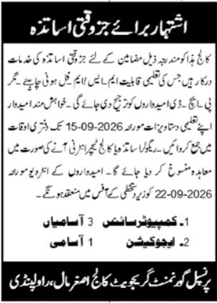 Teaching Jobs 2026 in Rawalpindi