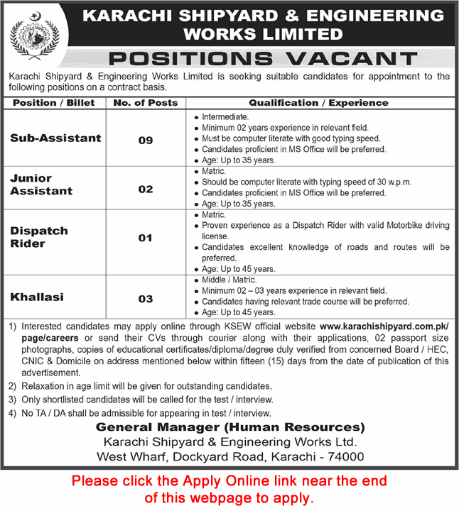Karachi Shipyard & Engineering Works Jobs 2026 – Latest Vacancies in Karachi 1 Karachi Shipyard & Engineering Works Jobs 2026 – Latest Vacancies in Karachi