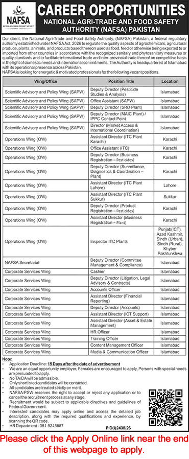 Latest NAFSA Pakistan Jobs 2026 – Apply Online for Various Positions