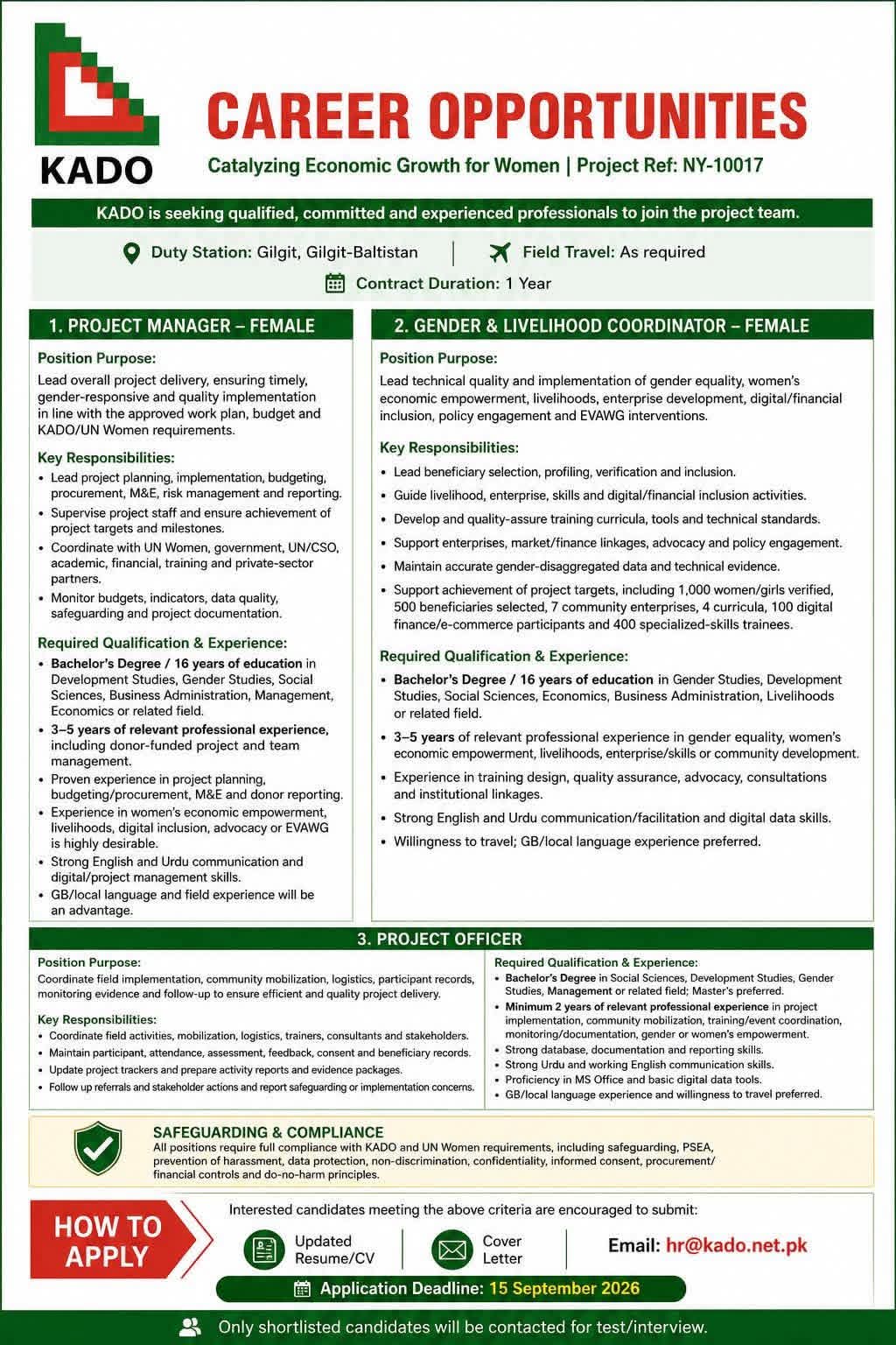 KADO Jobs 2026 in Gilgit-Baltistan