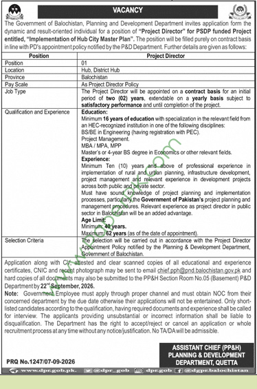 Project Director Jobs 2026 in Hub, Balochistan