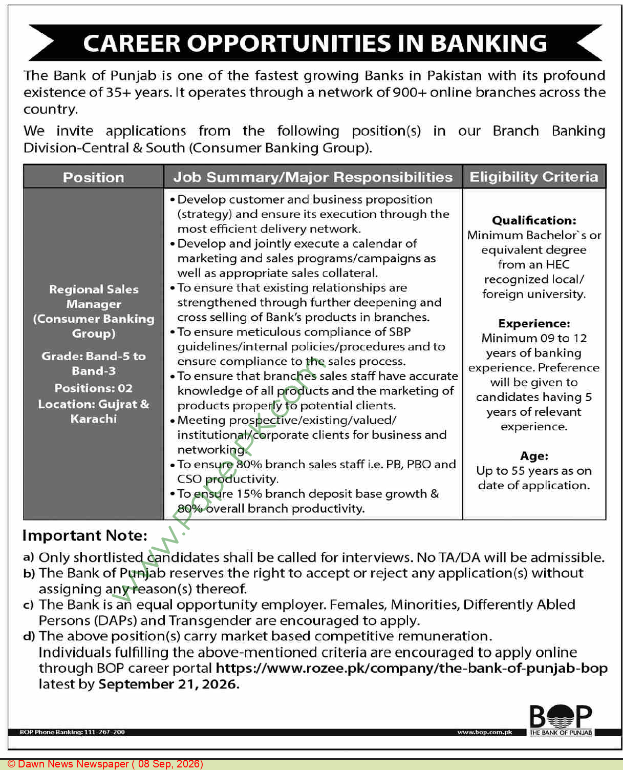 Bank of Punjab Jobs 2026 in Gujrat & Karachi 1 Bank of Punjab Jobs 2026 in Gujrat & Karachi